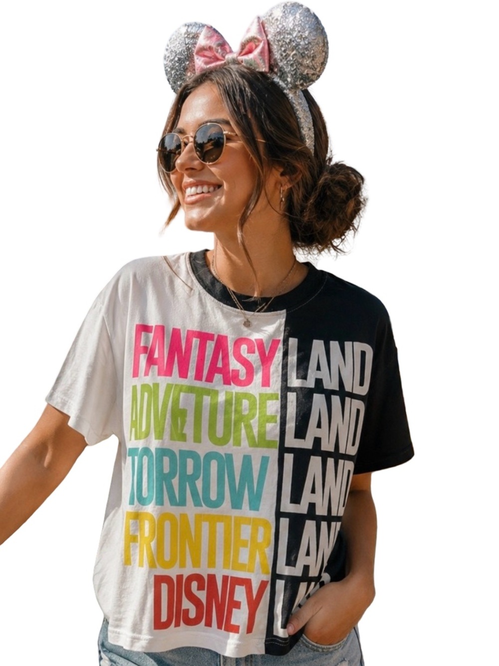 Disney Parks Disneyland Crop Top T Shirt Womens Size XS Split Block Lands Tee